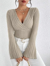 Trending Ribbed Flare Sleeve Top